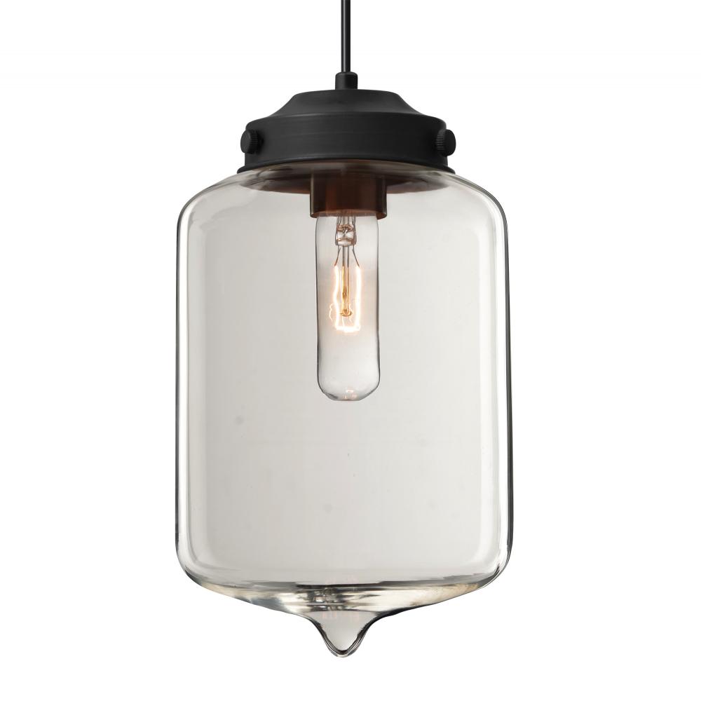 Besa Olin Pendant Black Clear 1x60W Medium Base T10