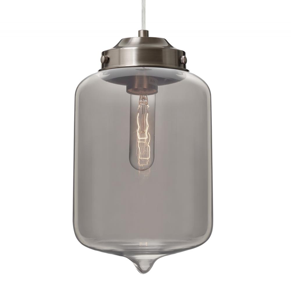 Besa Olin Pendant Satin Nickel Smoke 1x60W Medium Base T10, 15Ft. Cord