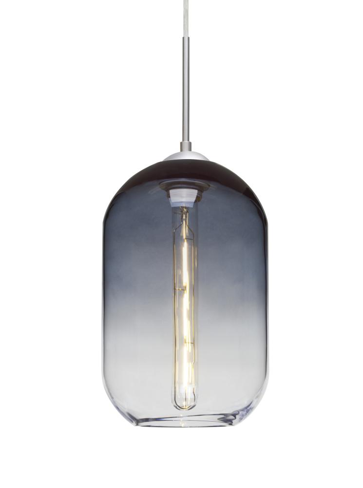 Besa, Omega 12 Cord Pendant, Steel/Clear, Satin Nickel Finish, 1x4W LED Filament, 15F