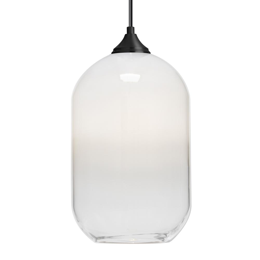 Besa, Omega 12 Cord Pendant, White/Clear, Black Finish, 1x60W Medium Base