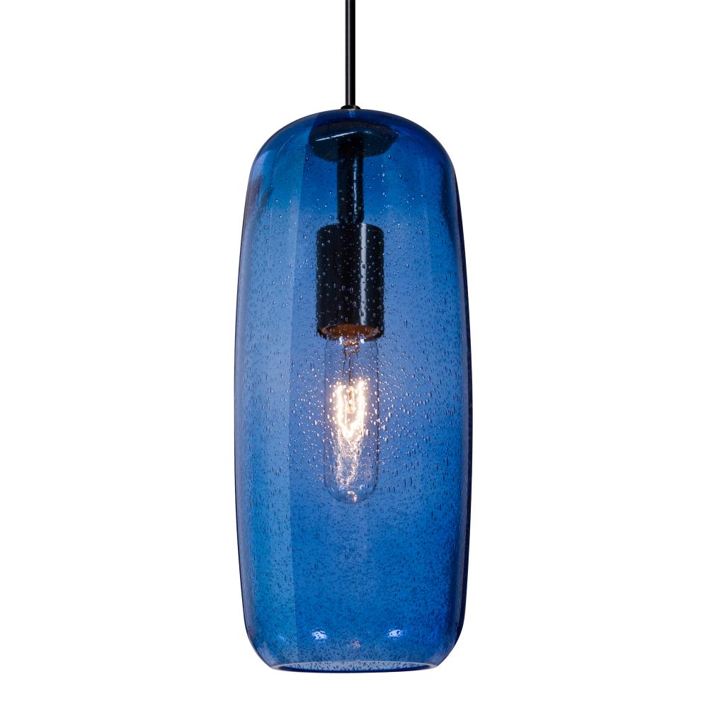 Besa, Pinot 13 Cord Pendant, Blue Bubble, Black FInish 1x60W Incandescent