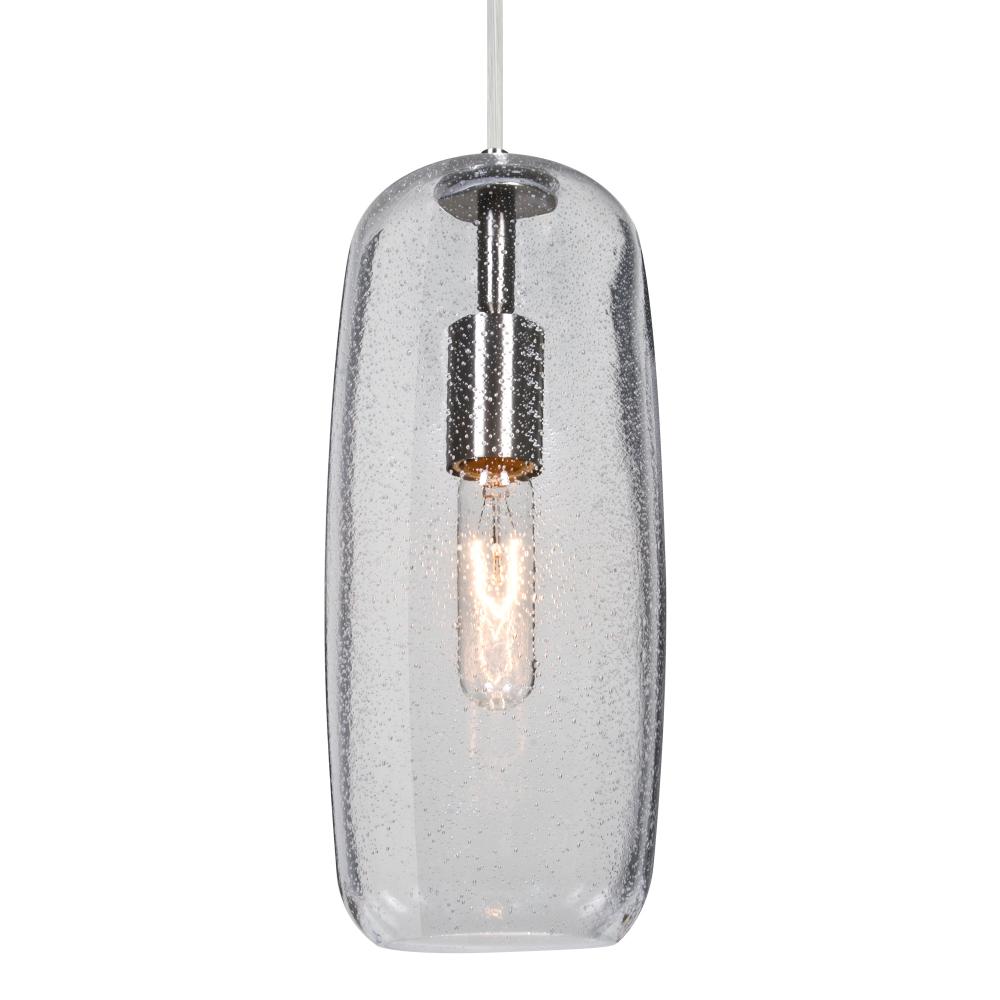 Besa, Pinot 13 Cord Pendant, Clear Bubble, Satin Nickel FInish 1x60W Medium Base, 15Ft. Cord