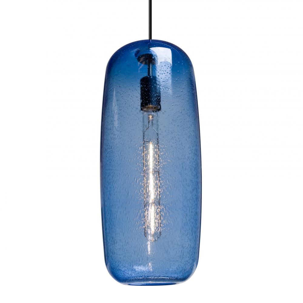 Besa, Pinot 18 Cord Pendant, Blue Bubble, Black FInish 1x4W LED Filament, 15Ft. Cord