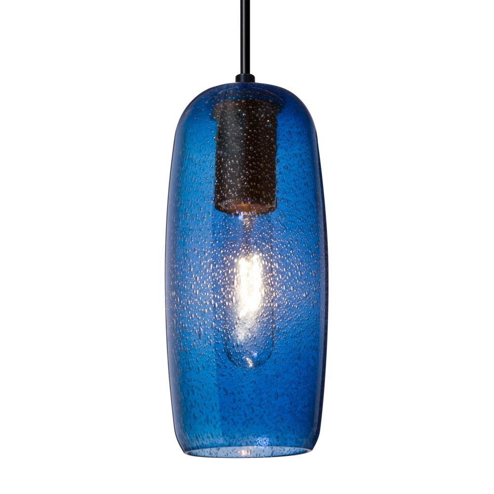 Besa, Pinot 9 Cord Pendant, Blue Bubble, Black FInish 1x60W Incandescent