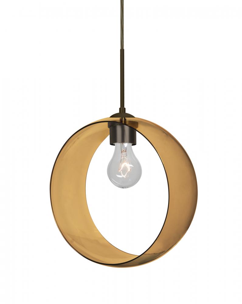 Besa, Plato Cord Pendant, Amber, Bronze Finish, 1x60W Medium Base, 15Ft. Cord