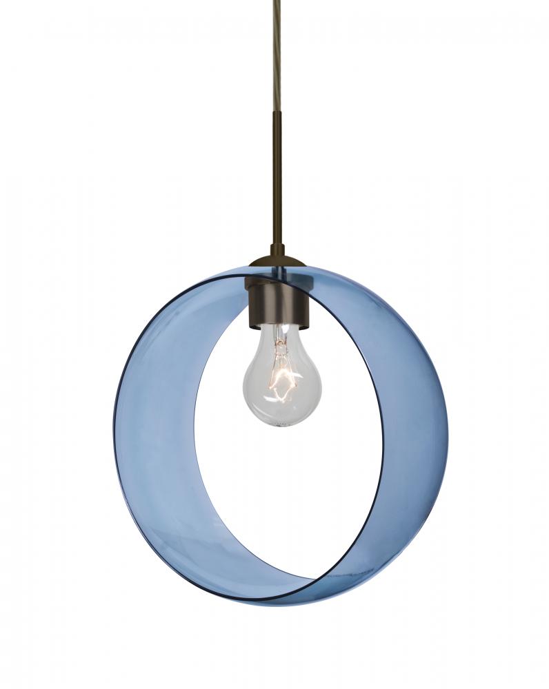 Besa, Plato Cord Pendant, Blue, Bronze Finish, 1x60W Medium Base, 15Ft. Cord