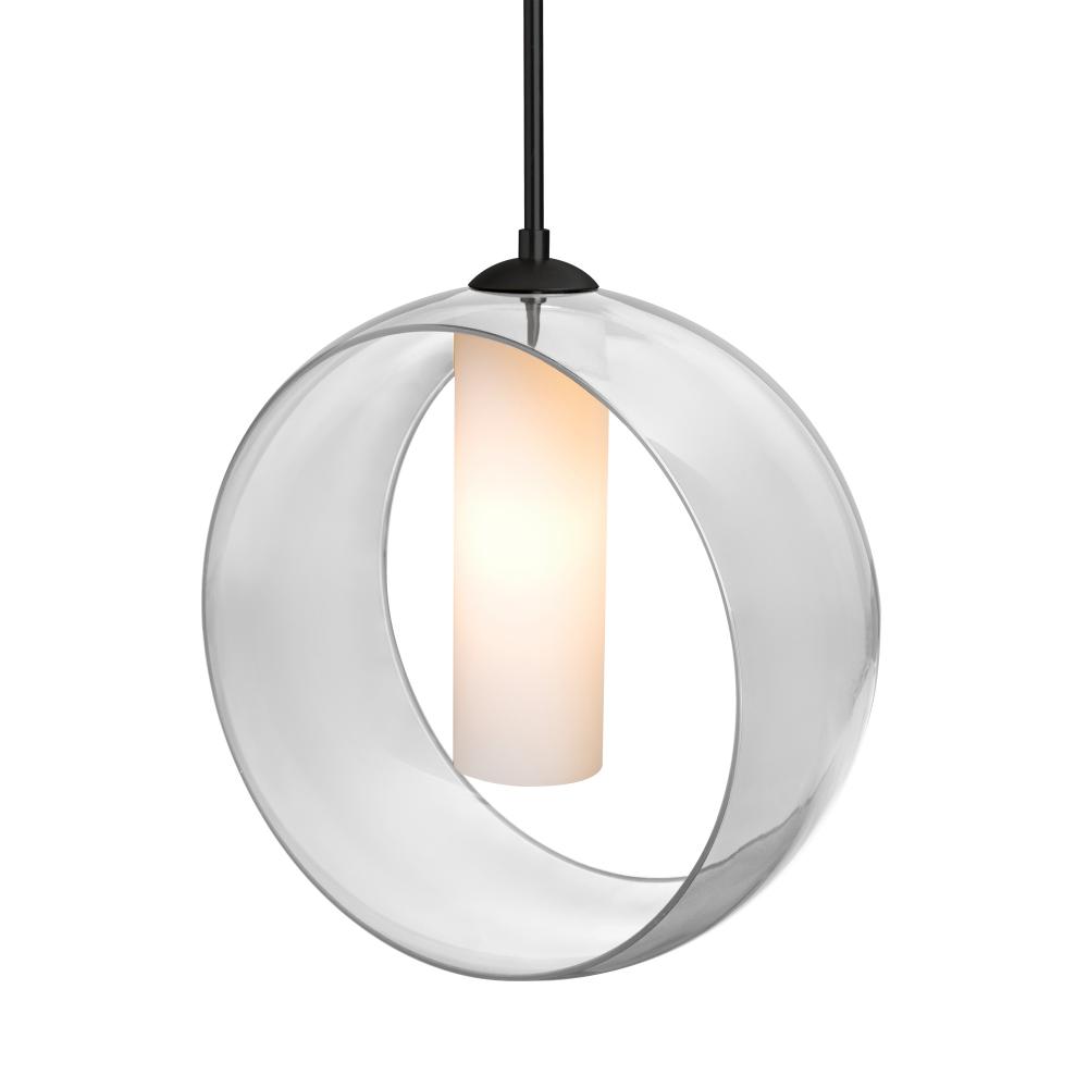 Besa, Plato Cord Pendant, Clear/Opal, Black Finish, 1x60W Medium Base