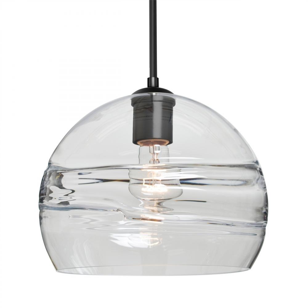 Besa Spirit 10 Pendant, Clear, Black Finish, 1x60W Medium Base