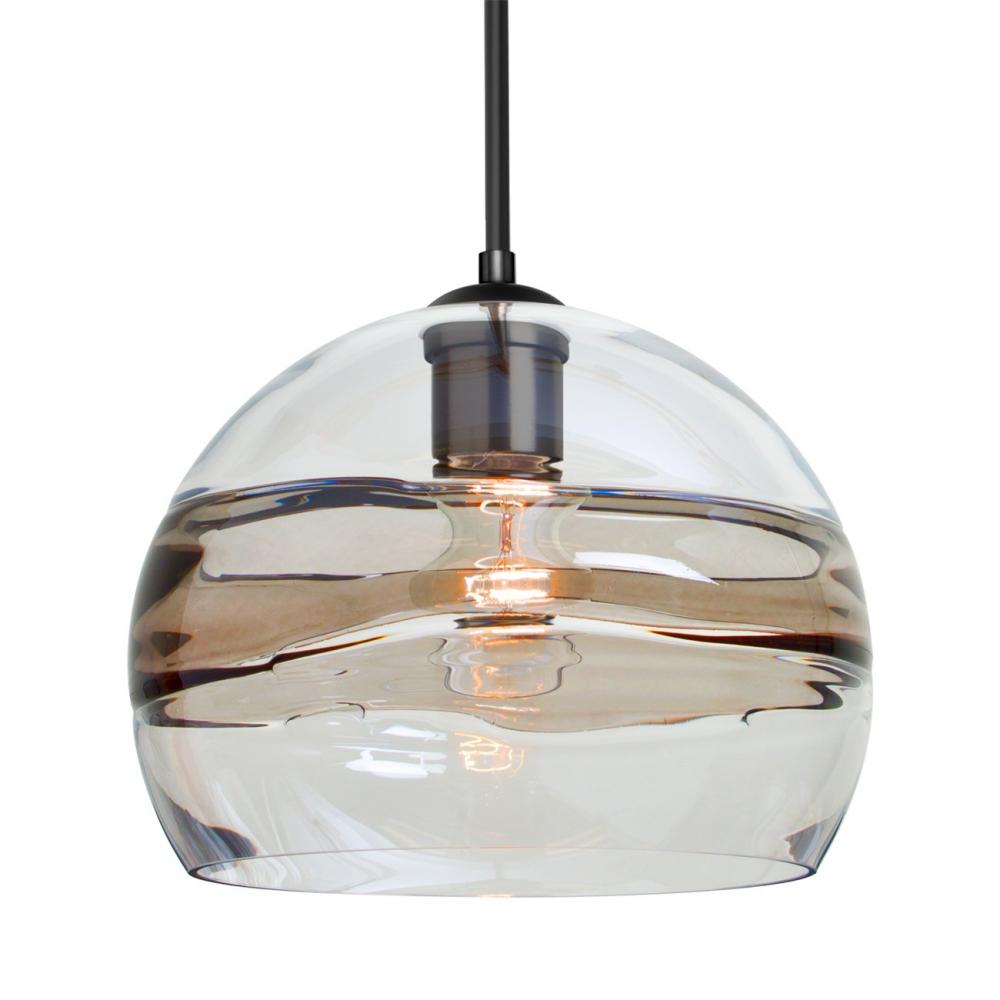 Besa Spirit 10 Pendant, Smoke/Clear, Black Finish, 1x60W Medium Base