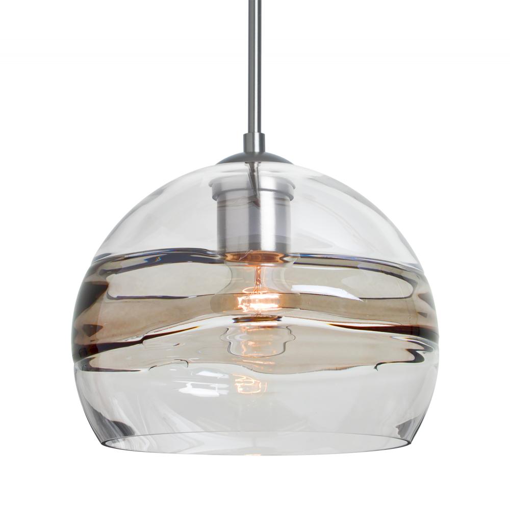 Besa Spirit 8 Pendant, Smoke/Clear, Satin Nickel Finish, 1x60W Medium Base, 15Ft. Cord
