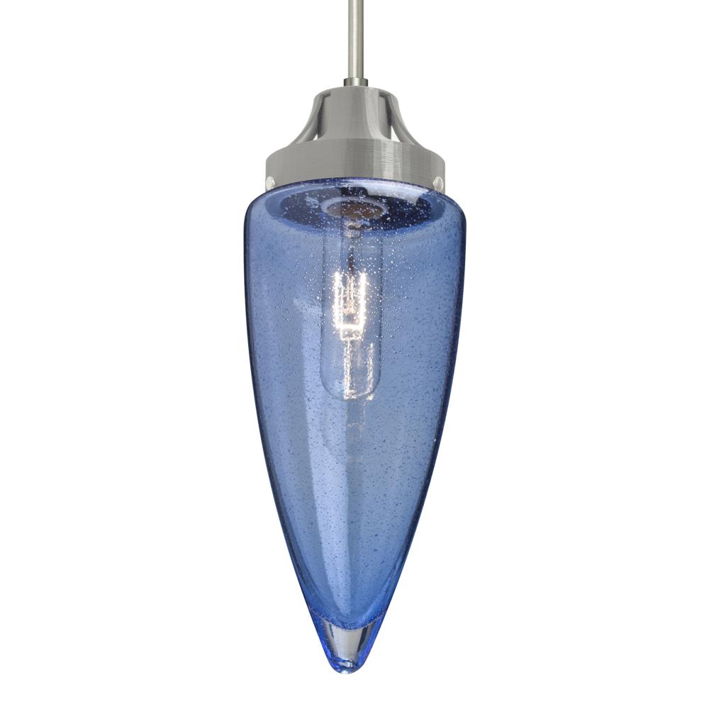 Besa, Sulu Cord Pendant, Blue Bubble, Satin Nickel Finish, 1x60W Medium Base, 15Ft. Cord