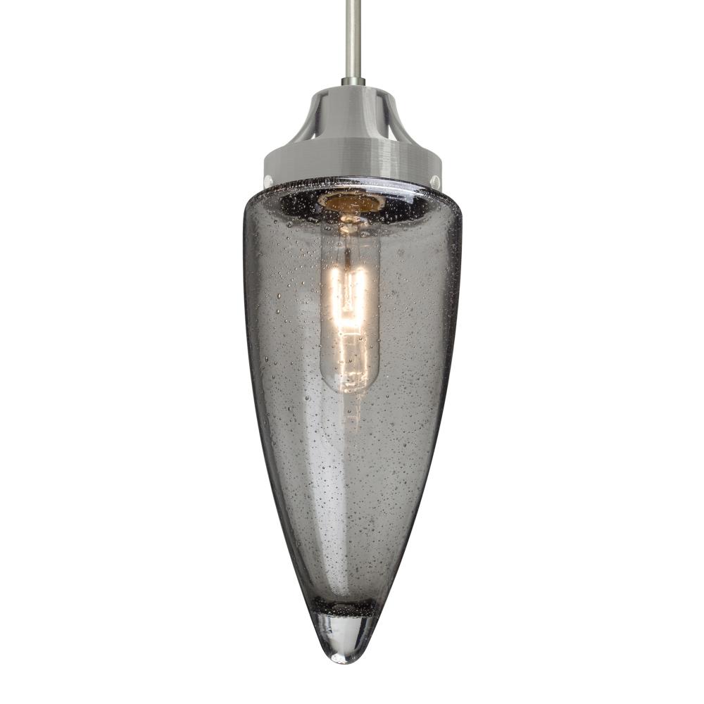Besa, Sulu Cord Pendant, Smoke Bubble, Satin Nickel Finish, 1x60W Medium Base, 15Ft. Cord