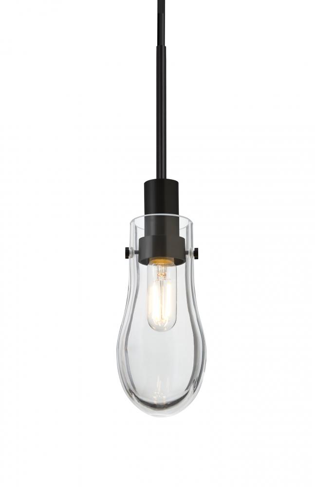 Besa, Wish Cord Pendant, Clear, Black Finish, 1x40W E12 Base
