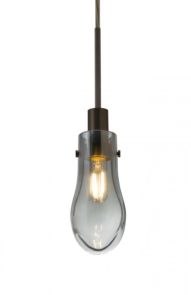 Besa, Wish Cord Pendant, Smoke/Clear, Bronze Finish, 1x4W LED Filament
