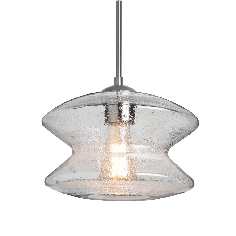 Besa, Zen Cord Pendant, Clear Bubble, Satin Nickel Finish, 1x60W Medium Base, 15Ft. Cord