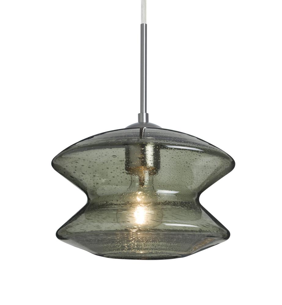 Besa, Zen Cord Pendant, Moss Bubble, Satin Nickel Finish, 1x60W Medium Base