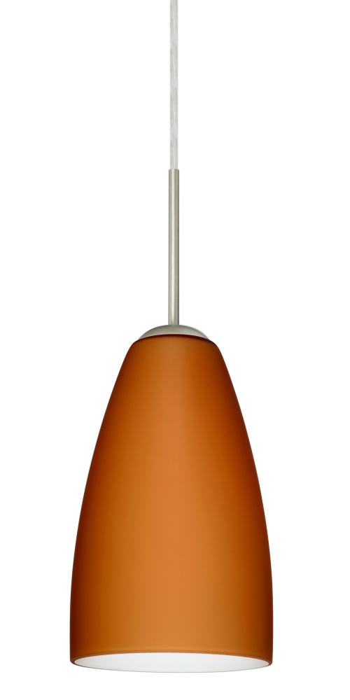Besa Riva 9 LED Pendant Amber Matte Satin Nickel 1x9W LED, 15Ft. Cord
