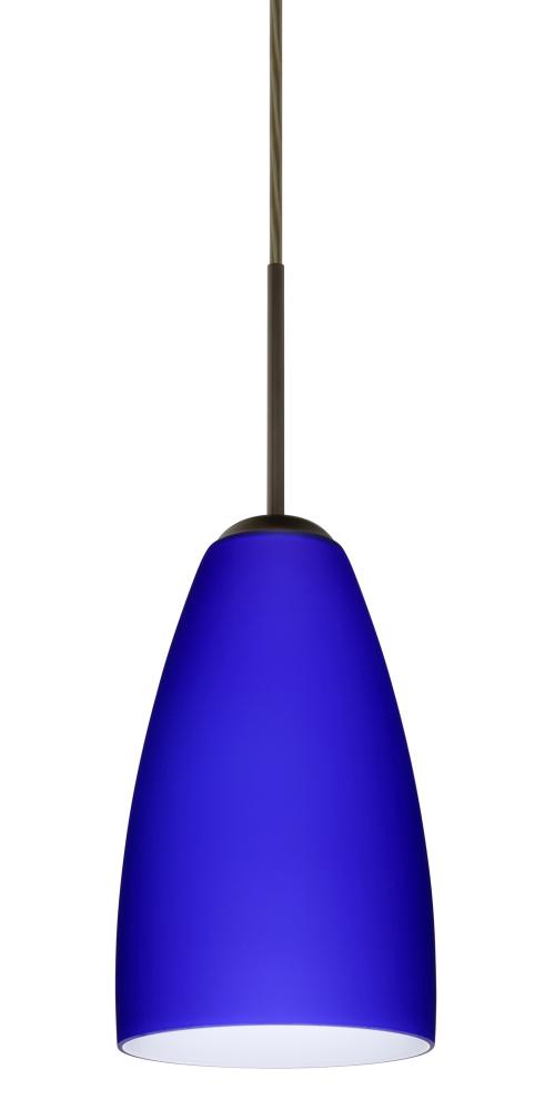 Besa Riva 9 Pendant Bronze Cobalt Blue Matte 1x75W Medium Base, 15Ft. Cord