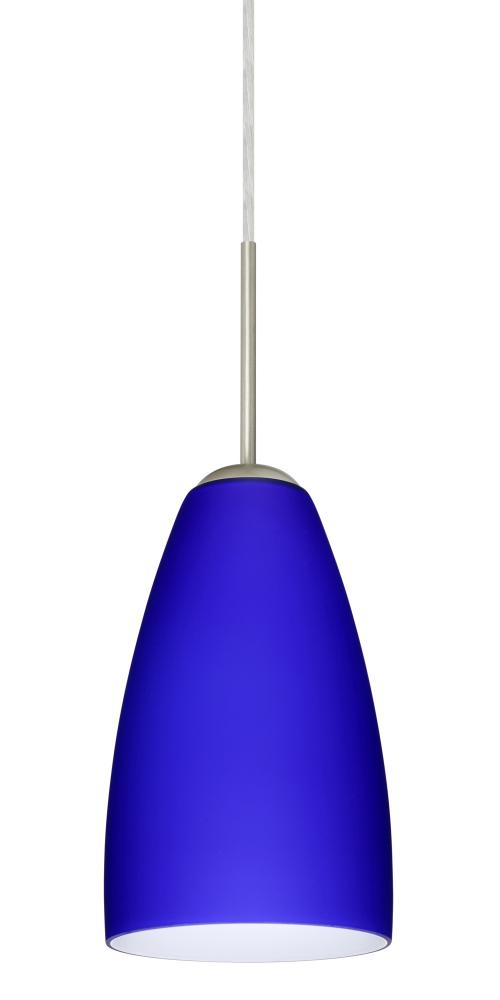 Besa Riva 9 LED Pendant Cobalt Blue Matte Satin Nickel 1x9W LED, 15Ft. Cord