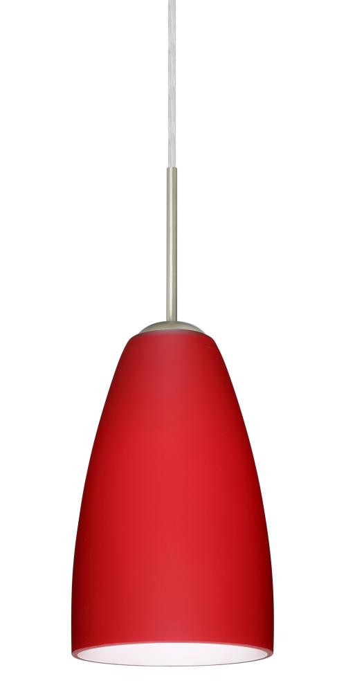 Besa Riva 9 LED Pendant Ruby Matte Satin Nickel 1x9W LED, 15Ft. Cord