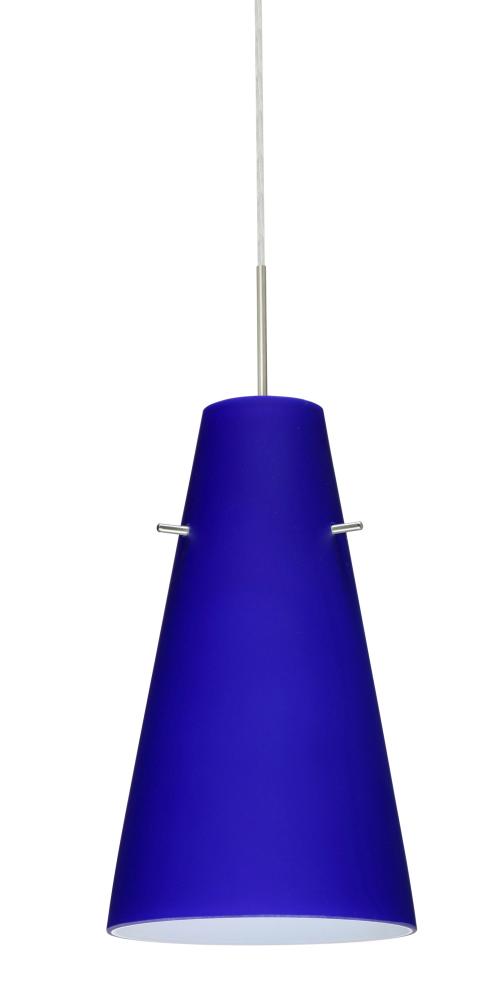 Besa Cierro LED Pendant Cobalt Blue Matte Satin Nickel 1x9W LED, 15Ft. Cord