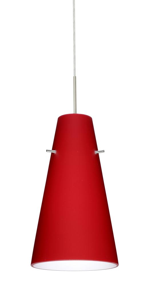 Besa Cierro LED Pendant Ruby Matte Satin Nickel 1x9W LED, 15Ft. Cord