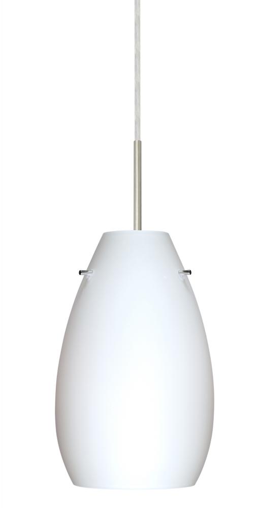 Besa Pera 9 Pendant Satin Nickel Opal Matte 1x100W Medium Base, 15Ft. Cord