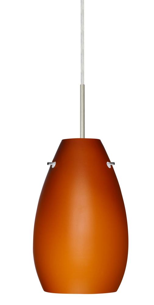 Besa Pera 9 Pendant Satin Nickel Amber Matte 1x100W Medium Base, 15Ft. Cord