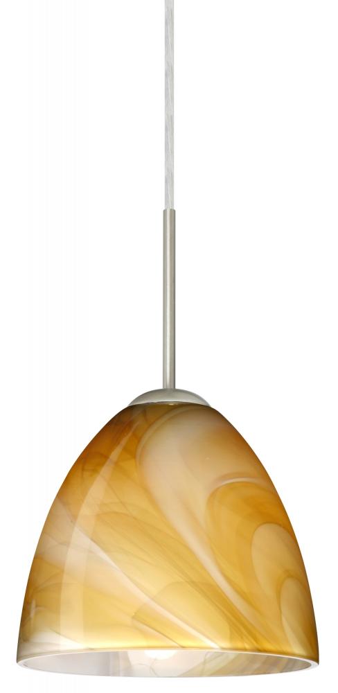 Besa Vila LED Pendant Honey Satin Nickel 1x9W LED, 15Ft. Cord