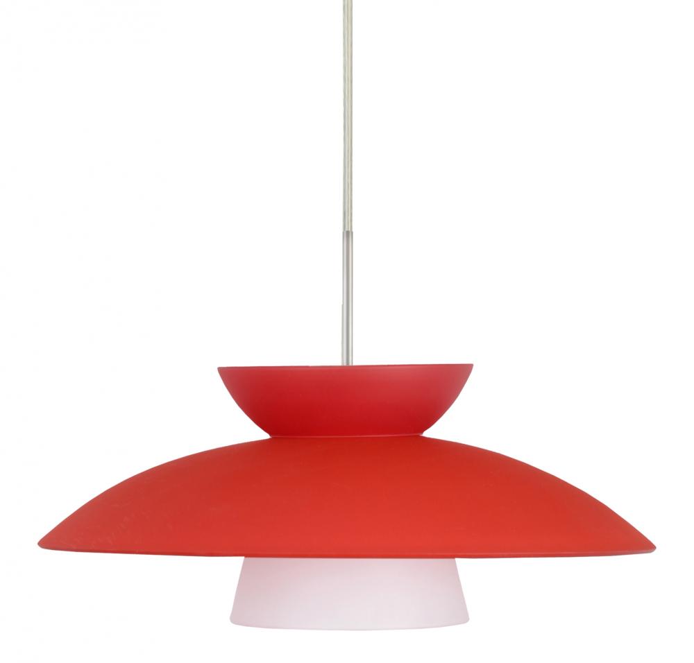 Besa Trilo 15 Pendant Satin Nickel Red Matte 1x75W Medium Base, 15Ft. Cord