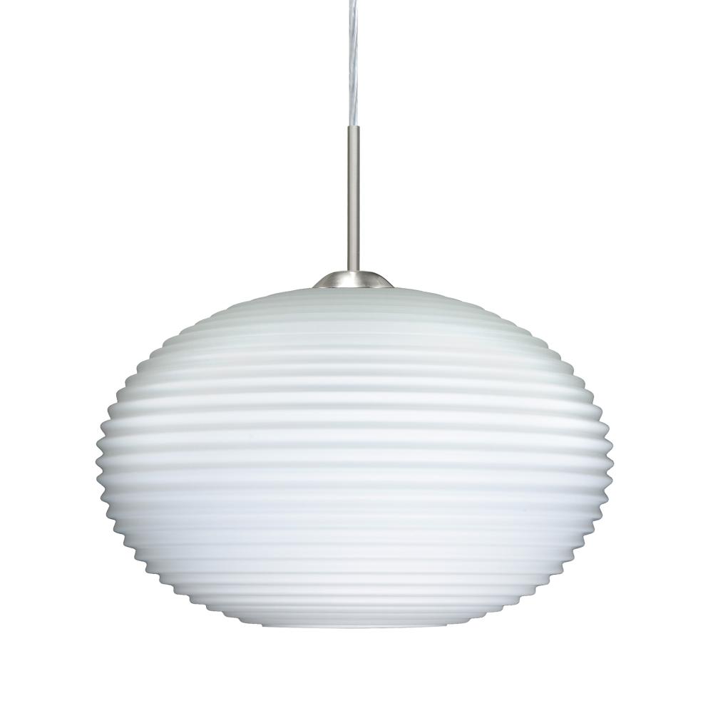 Besa Pendant Pape 10 Satin Nickel Opal Ribbed 1x100W Medium Base, 15Ft. Cord