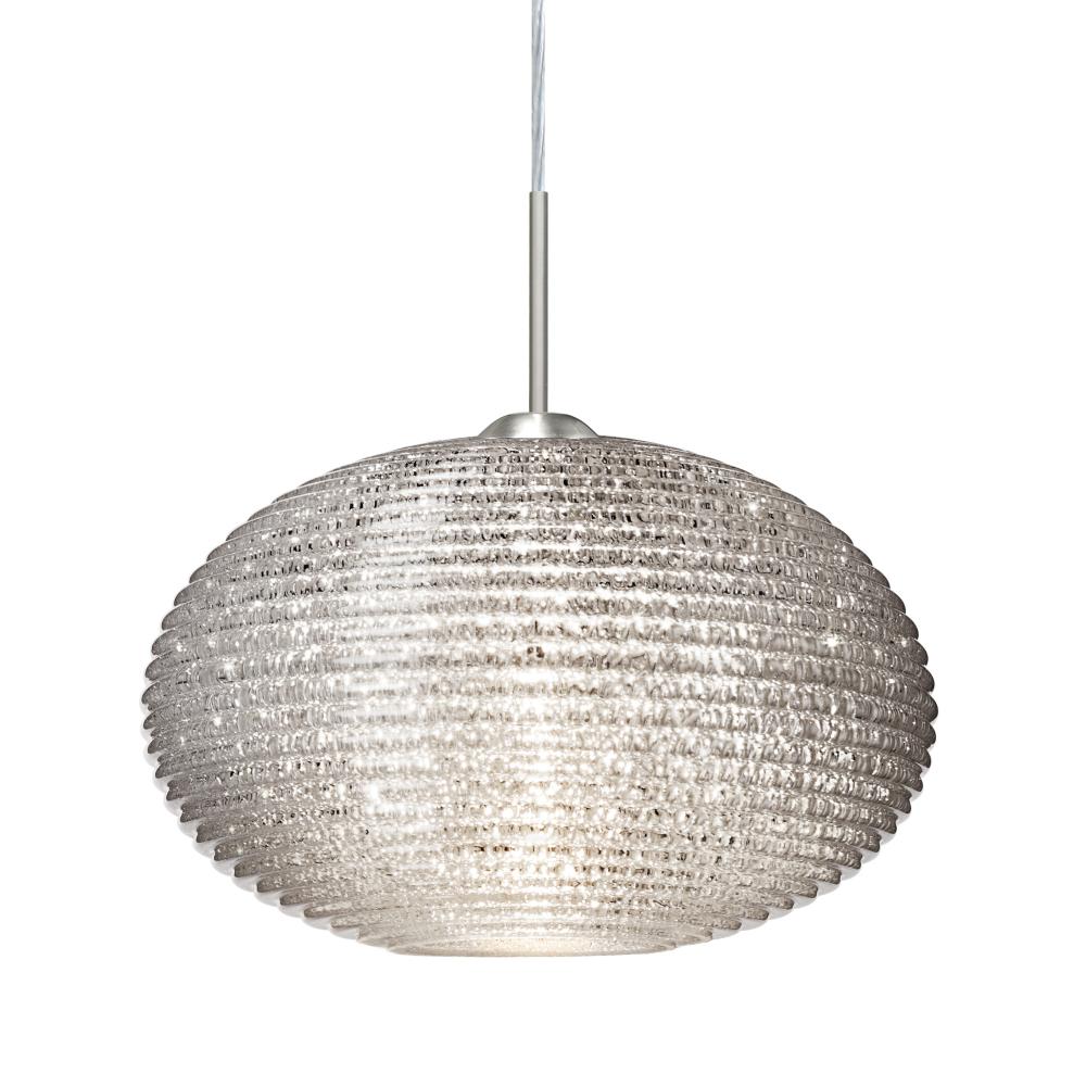 Besa Pendant Pape 10 Satin Nickel Glitter 1x9W LED, 15Ft. Cord