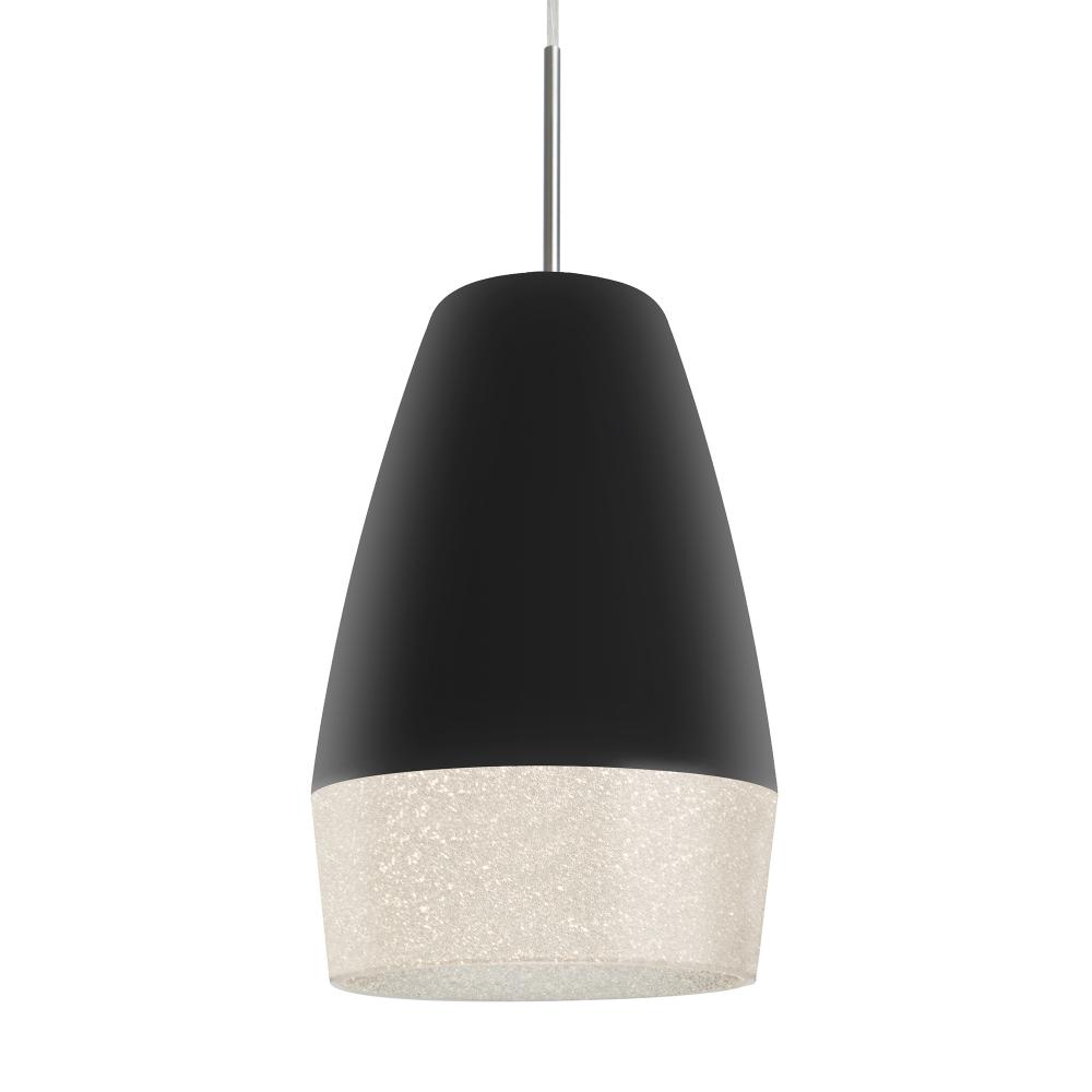 Besa, Abu 12 Cord Pendant, Black/Glitter, Satin Nickel Finish, 1x9W LED, 15Ft Option