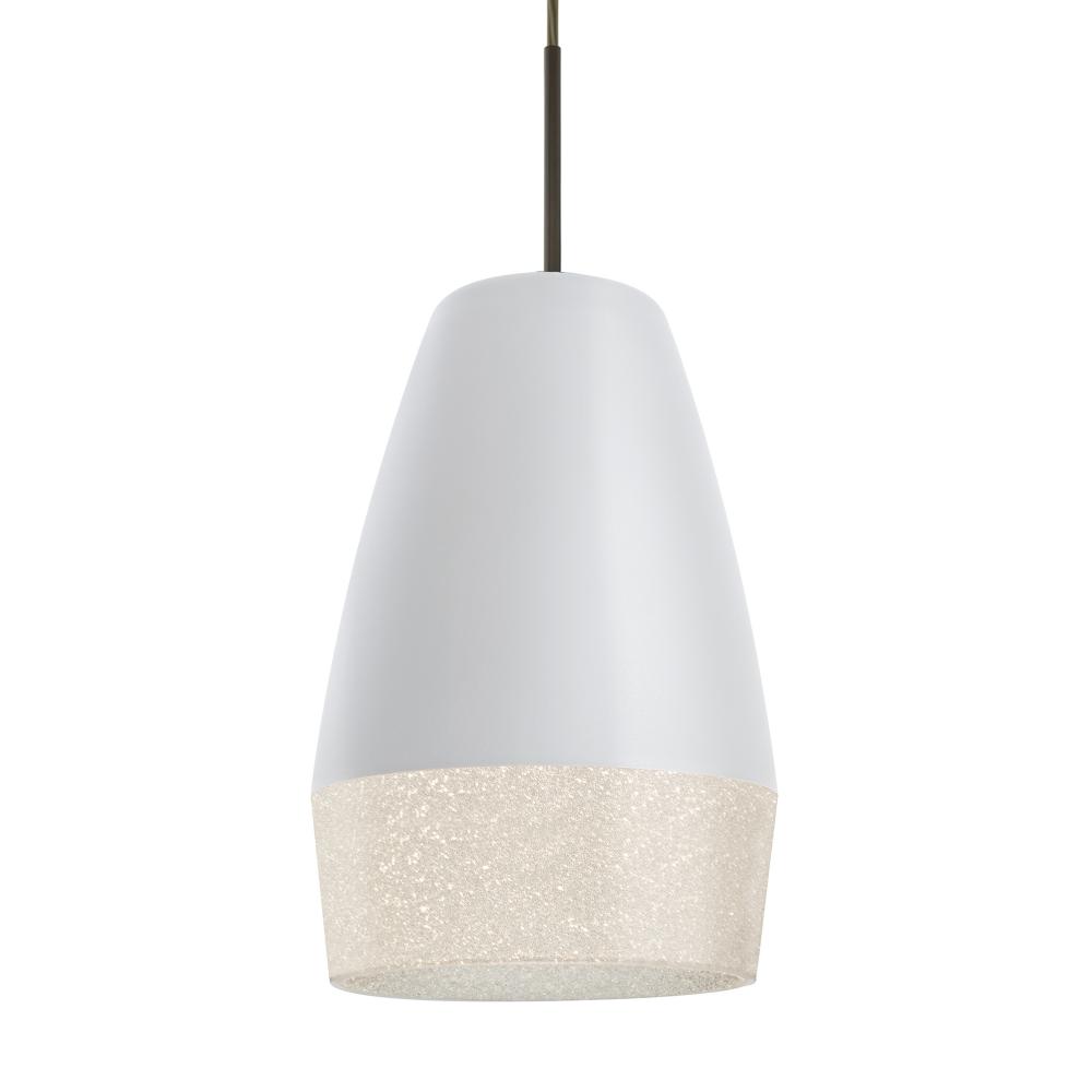 Besa, Abu 12 Cord Pendant, White/Glitter, Bronze Finish, 1x9W LED, 15Ft Option