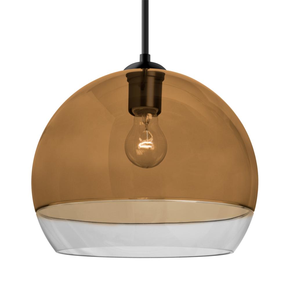 Besa, Ally 12 Cord Pendant, Amber/Clear, Black Finish, 1x60W Medium Base