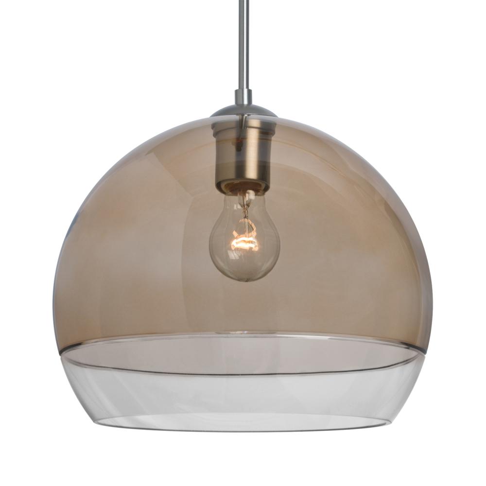 Besa, Ally 12 Cord Pendant, Smoke/Clear, Satin Nickel Finish, 1x60W Medium Base, 15Ft. Cord