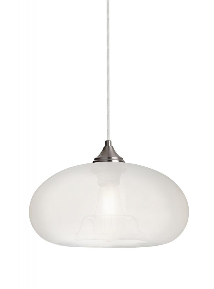 Besa Pendant Bana Satin Nickel Frost 1x4W LED Filament, 15Ft. Cord