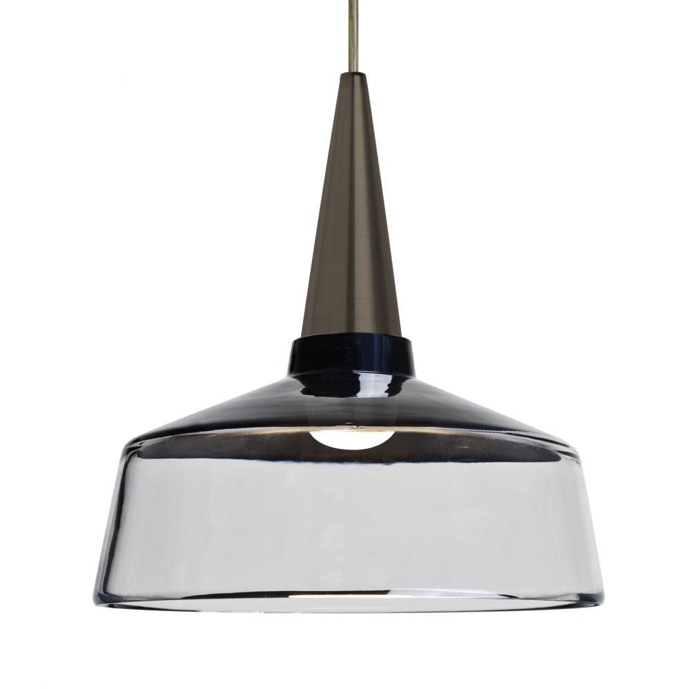 Besa, Baron 10 Cord Pendant, Black/Clear, Bronze Finish, 1x9W LED, 15Ft. Option