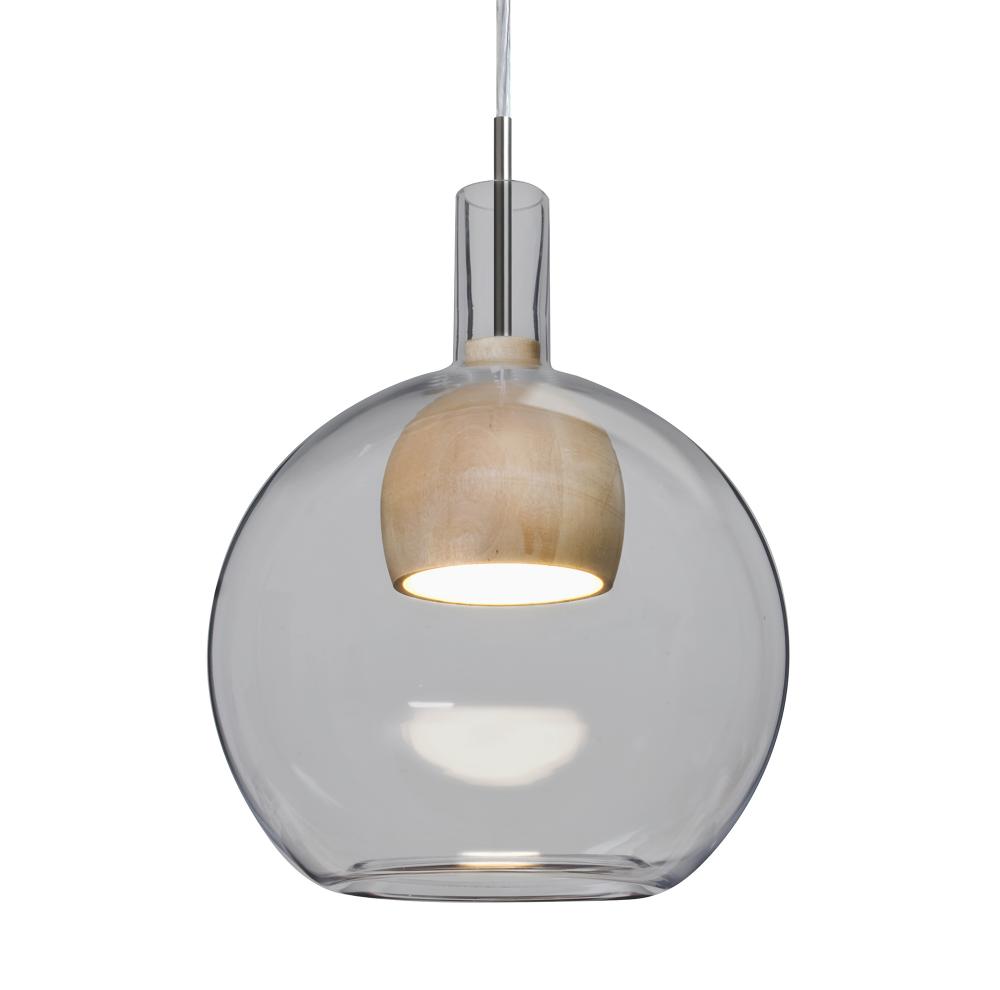 Besa, Benji Cord Pendant, Smoke/Natural, Satin Nickel Finish, 1x9W LED, 15Ft. Cord