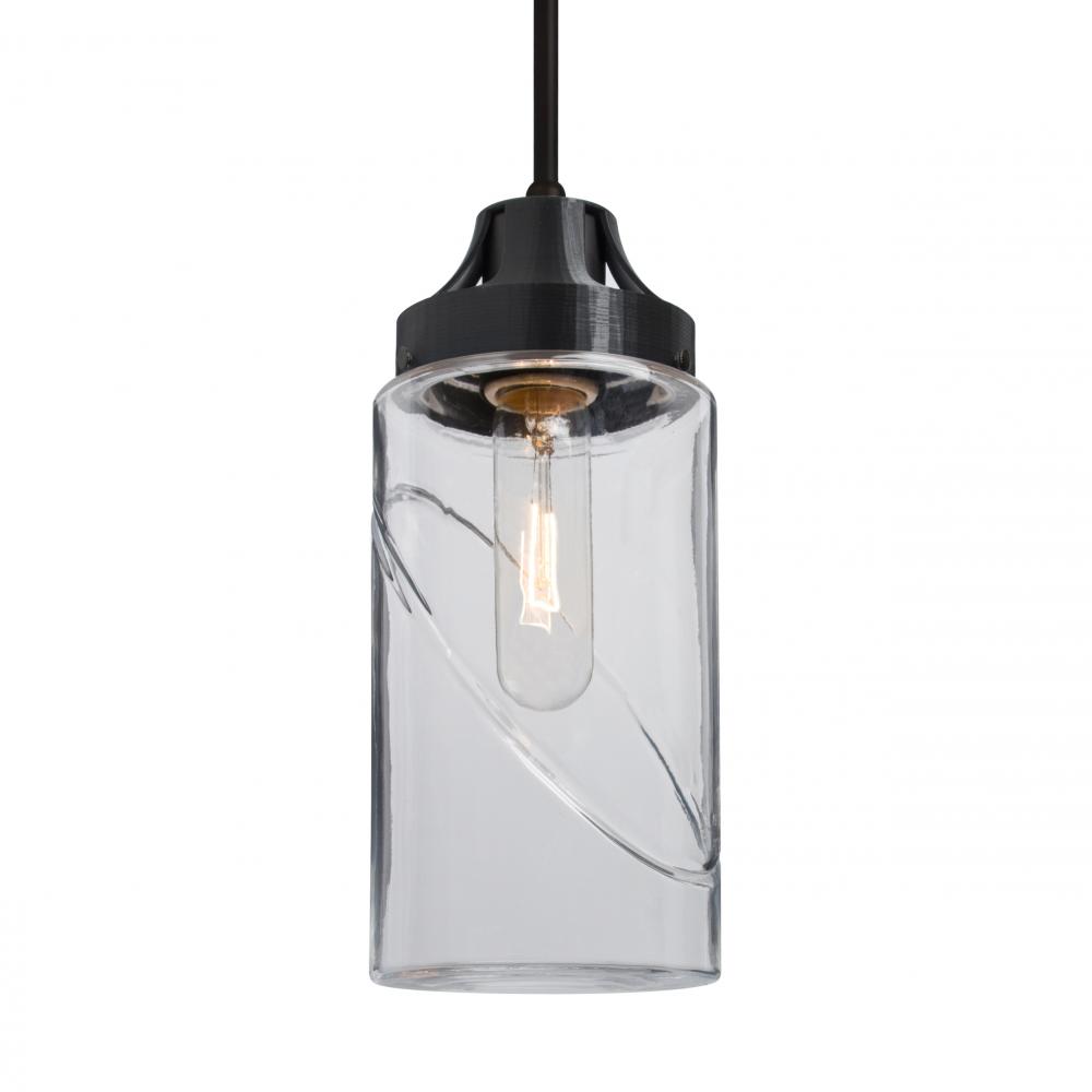 Besa, Blink Cord Pendant, Clear, Black Finish, 1x60W Medium Base, 15Ft. Cord