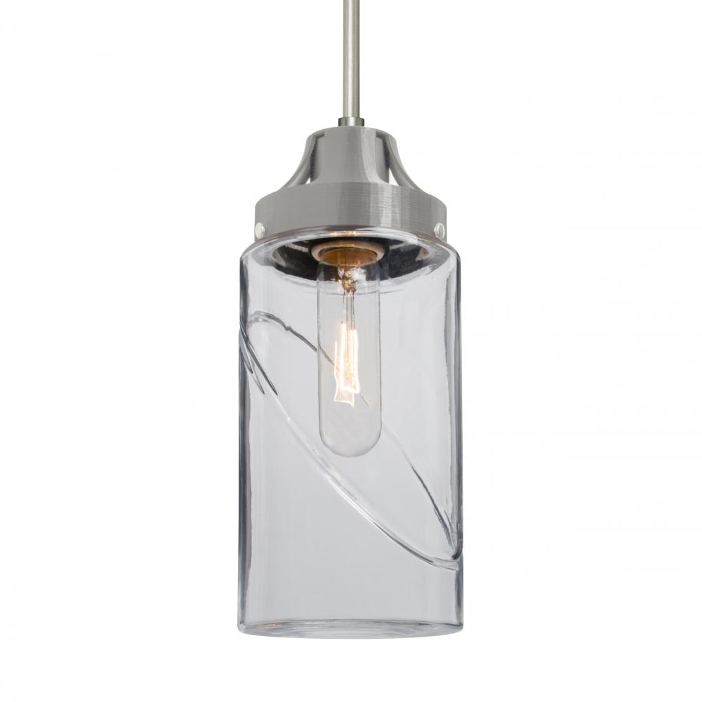 Besa, Blink Cord Pendant, Clear, Satin Nickel Finish, 1x60W Medium Base, 15Ft. Cord