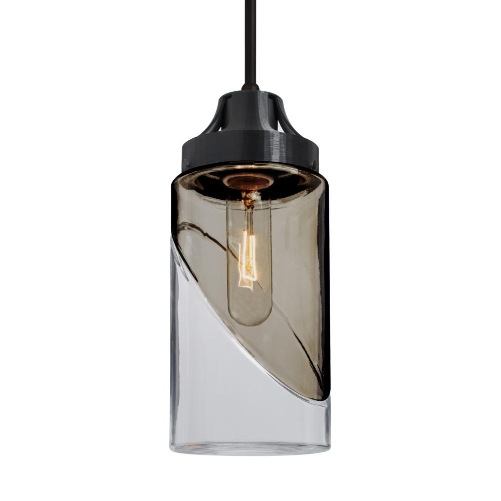 Besa, Blink Cord Pendant, Trans. Smoke/Clear, Black Finish, 1x60W Medium Base, 15Ft. Cord