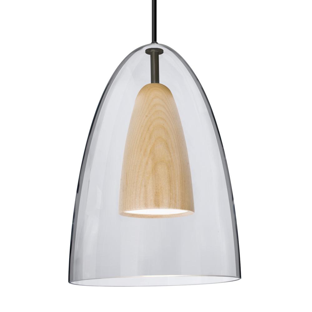 Besa, Dano Cord Pendant, Clear/Natural, Black Finish, 1x9W LED
