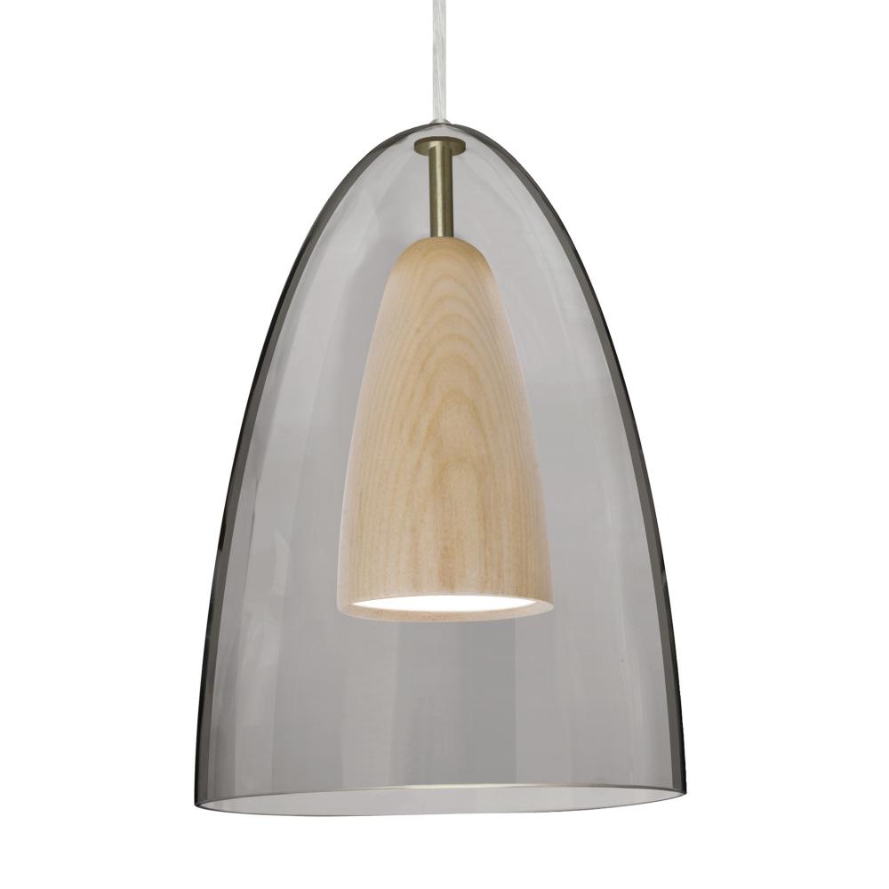 Besa, Dano Cord Pendant, Smoke/Natural, Satin Nickel Finish, 1x9W LED, 15Ft. Cord