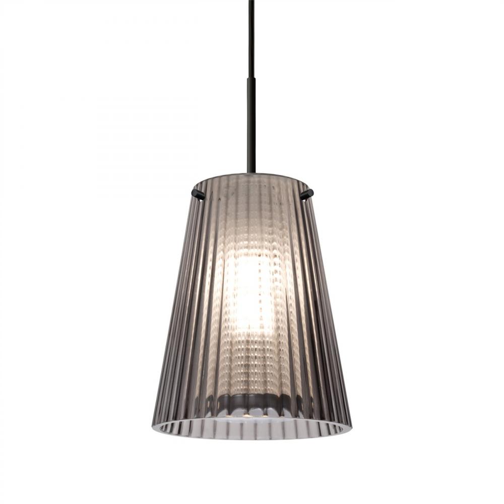 Besa Dion Pendant, Smoke Shade, Black Finish, 1x60W Medium Base