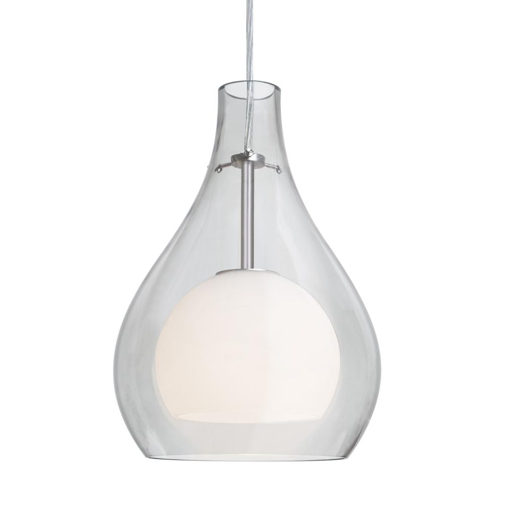 Besa, Elle 11 Cord Pendant, Clear, Satin Nickel Finish, 1x9W LED, 15Ft Option