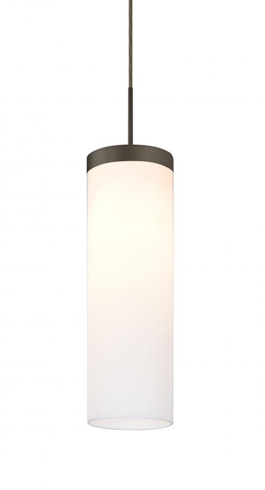 Besa Friz Cord Pendant, Opal Glossy, Bronze Finish, 1x75W Medium Base