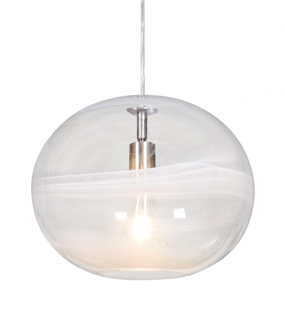 Besa, Geno Cord Pendant, Vapor Clear, Satin Nickel Finish, 1x8W LED Filament