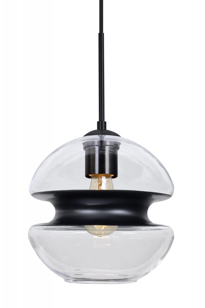 Besa, Hula 8 Cord Pendant, Clear/Black, Black Finish, 1x8W LED Filament