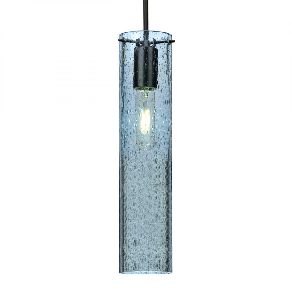 Besa, Juni 16 Cord Pendant, Blue Bubble, Black, 1x60W Medium Base